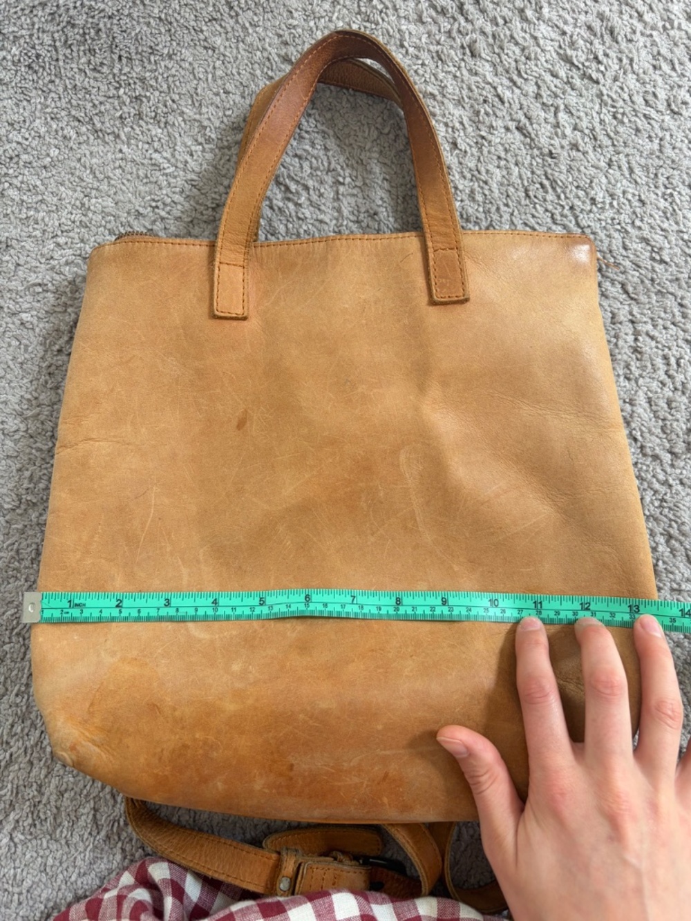 Able Abera Tan Leather Backpack Tote - Picture 7 of 9